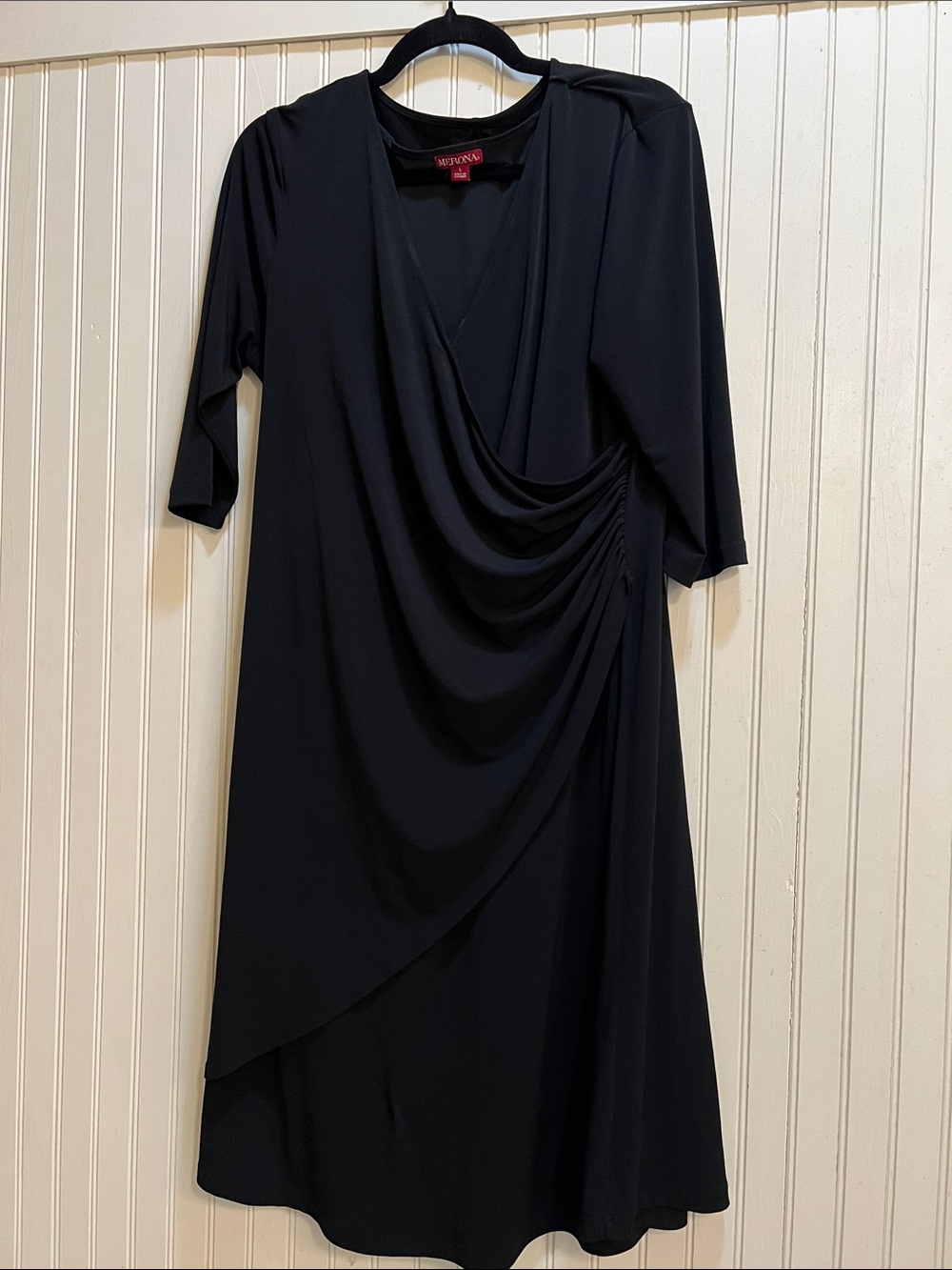 Merona Black Draped Midi Dress